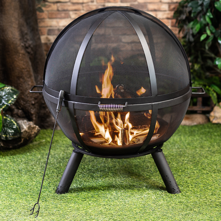 Deko Living 34 Inch Diameter Outdoor Steel Wood Burning Sphere Fire Pit COB10508